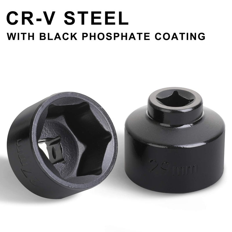 Hromee Fuel Filter Cap Removal Tool and Installer 7 Pieces Low Profile Oil Canister Socket Set 24mm 27mm, 29mm, 30mm, 32mm, 36mm and 38mm - Image 5